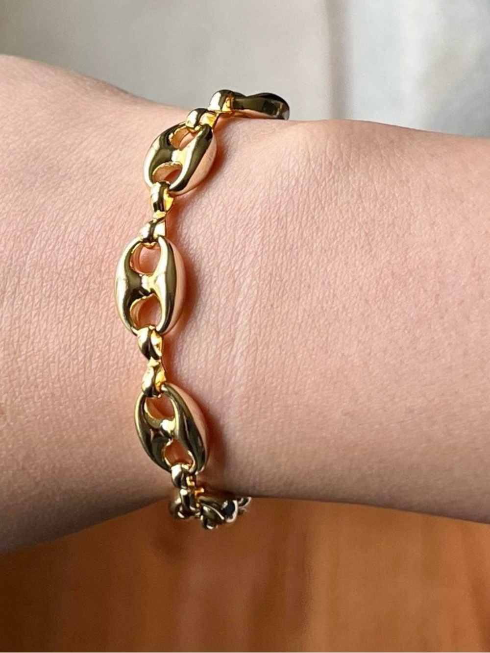 18k Gold Plated Chain Link Bracelet NWOT - Picture 3 of 8
